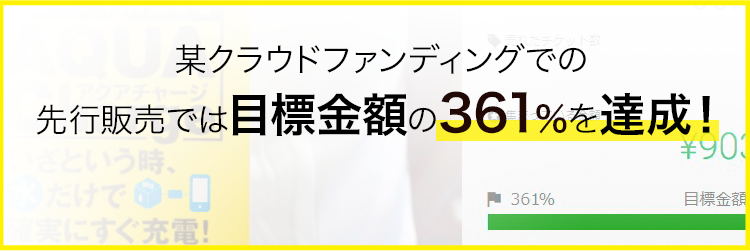 某クラウドファンディングでの先行販売では目標金額の361％を達成！