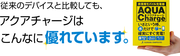 従来のデバイスと比較しても、アクアチャージはこんなに優れています。